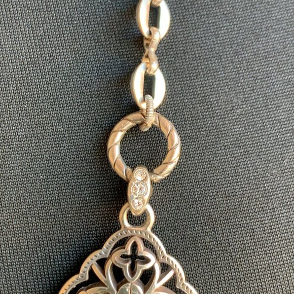 Signed Brighton Bella Roma Multi Strand Crystal Medallion Necklace 43" - Picture 3 of 6